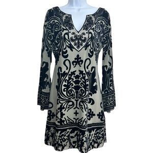 Hale Bob Silk Blend Velvet Burnout Bell Sleeve Dress Size S Whimsigoth Witchy